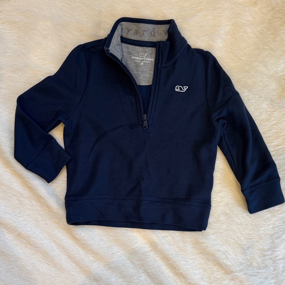 Vineyard Vines Dark Blue Quarter-Zip Pullover - 2T